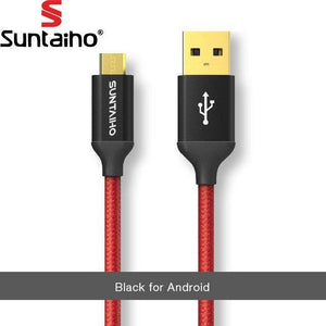Planet Gates China / Black for Android / 90CM Micro USB Cable for Samsung Galaxy Suntaiho 5V2.5A Metal Nylon Braided Wire USB Charger Sync Data Cable for Xiaomi Sony Phones
