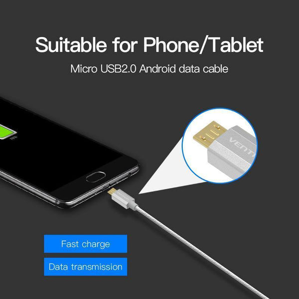 Planet Gates China / Black Gold Plated / 0.5m Vention Micro USB Fast Charger Cable USB Data Cable Mobile Phone Cable for Samsung Galaxy S4 HTC LG Android Smartphone Microusb