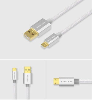 Planet Gates China / Black Gold Plated / 0.5m Vention Micro USB Fast Charger Cable USB Data Cable Mobile Phone Cable for Samsung Galaxy S4 HTC LG Android Smartphone Microusb