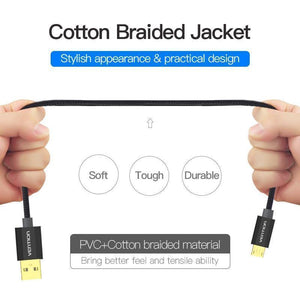 Planet Gates China / Black Gold Plated / 0.5m Vention Micro USB Fast Charger Cable USB Data Cable Mobile Phone Cable for Samsung Galaxy S4 HTC LG Android Smartphone Microusb