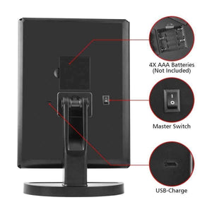 Planet Gates China / Black LED Touch Screen 22 Light Makeup Mirror Table Desktop Makeup 1X/2X/3X/10X Magnifying Mirrors Vanity 3 Folding Adjustable Mirror