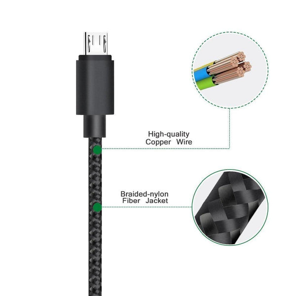 Planet Gates China / Black Micro USB / 3pcs-1M Suntaiho Micro USB Cable 3 PCS 1M/2M/3M Nylon Metal Fast Charger 5V/2.1A Mobile Phone  Android USB Cable for Xiaomi HTC LG Samsu
