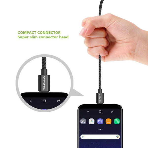 Planet Gates China / Black Micro USB / 3pcs-1M Suntaiho Micro USB Cable 3 PCS 1M/2M/3M Nylon Metal Fast Charger 5V/2.1A Mobile Phone  Android USB Cable for Xiaomi HTC LG Samsu