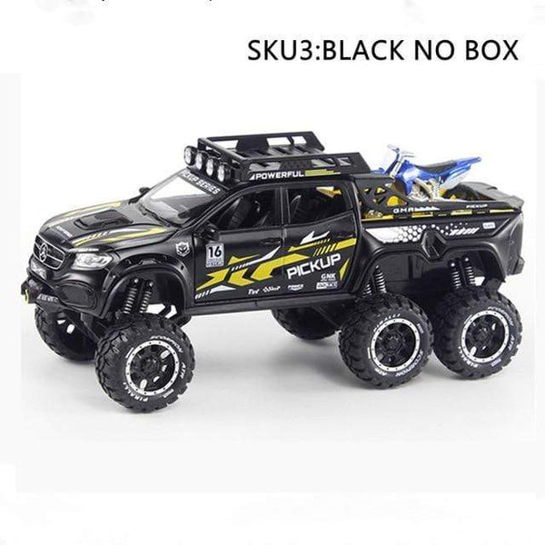 Planet Gates China / BLACK NO BOX Diecast 1:28 Big Almost Real Car Model pick-up truck sound flashing machinery pull back wheels metal Alloy toy car for kids gift