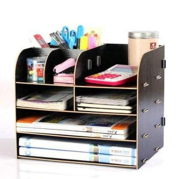 Planet Gates China / Black Office Organizer Wooden Office Desk Sets Desk File Organizer Multifunctional Office Desk Accessories Document Storage Box