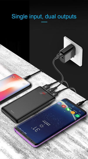 Planet Gates China / Black Power Bank Baseus 10000mAh Power Bank For Xiaomi Samsung iPhone Huawei Powerbank Portable Mini Dual USB Charging External Battery Pack Bank