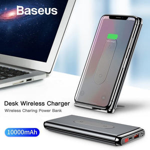 Planet Gates China / Black Power Bank Baseus 10000mAh QI Wireless Charger Power Bank For iPhone Samsung PD + QC3.0 Fast Charging USB Powerbank External Battery Pack