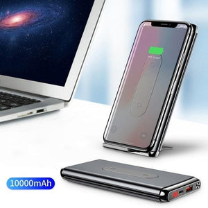 Planet Gates China / Black Power Bank Baseus 10000mAh QI Wireless Charger Power Bank For iPhone Samsung PD + QC3.0 Fast Charging USB Powerbank External Battery Pack