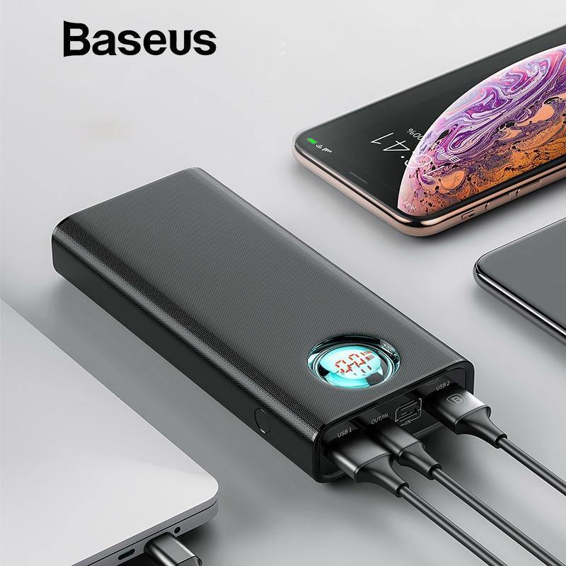 Planet Gates China / Black Power Bank Baseus 20000mAh Power Bank For iPhone Samsung Huawei Type C PD Fast Charging + Quick Charge 3.0 USB Powerbank External Battery