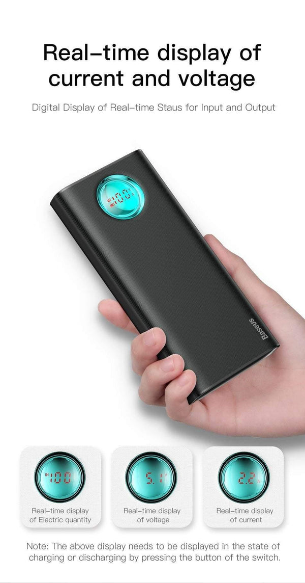 Planet Gates China / Black Power Bank Baseus 20000mAh Power Bank For iPhone Samsung Huawei Type C PD Fast Charging + Quick Charge 3.0 USB Powerbank External Battery