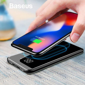 Planet Gates China / Black Power Bank Baseus 8000mAh QI Wireless Charger Power Bank For iPhone Samsung Powerbank Dual USB Charger Wireless External Battery Pack Bank