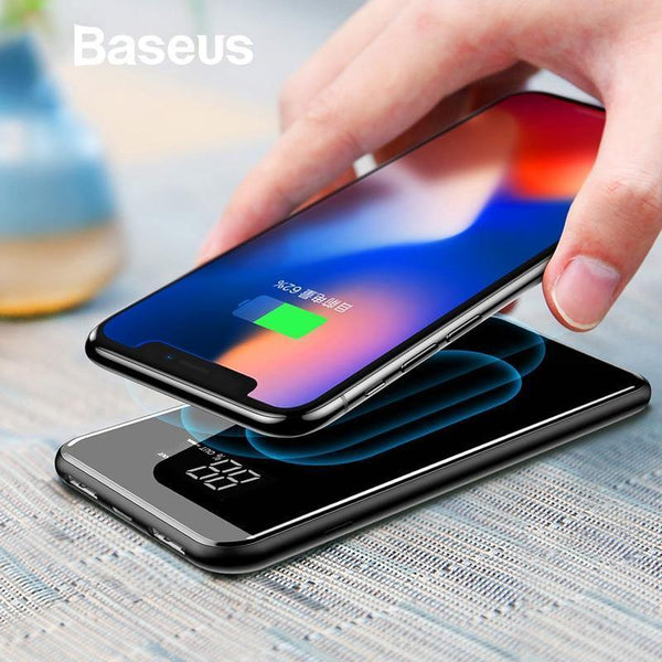 Planet Gates China / Black Power Bank Baseus 8000mAh QI Wireless Charger Power Bank For iPhone Samsung Powerbank Dual USB Charger Wireless External Battery Pack Bank
