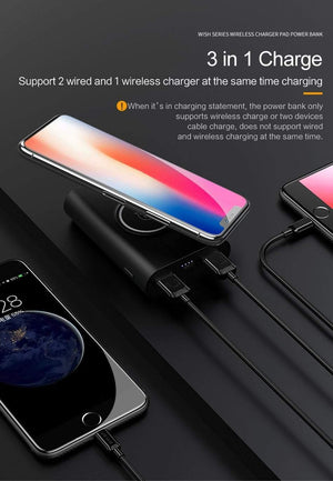 Planet Gates China / Black Power Bank Qi Wireless Charger,USAMS 5V2A Dual Ports Power Bank 8000mah Wireless Charging Pad External Battery Phone USB Charger