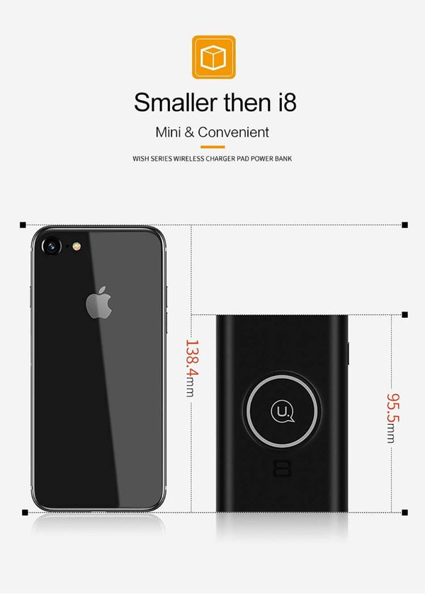 Planet Gates China / Black Power Bank Qi Wireless Charger,USAMS 5V2A Dual Ports Power Bank 8000mah Wireless Charging Pad External Battery Phone USB Charger
