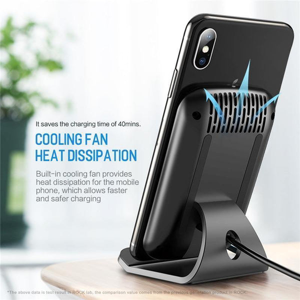Planet Gates China / Black ROCK 7.5W/10W Qi Wireless Charger with Cooling Fan for iPhone XS MAX XR X Samsung Galaxy S9 8 Note 9 Fast Phone Charger Holder