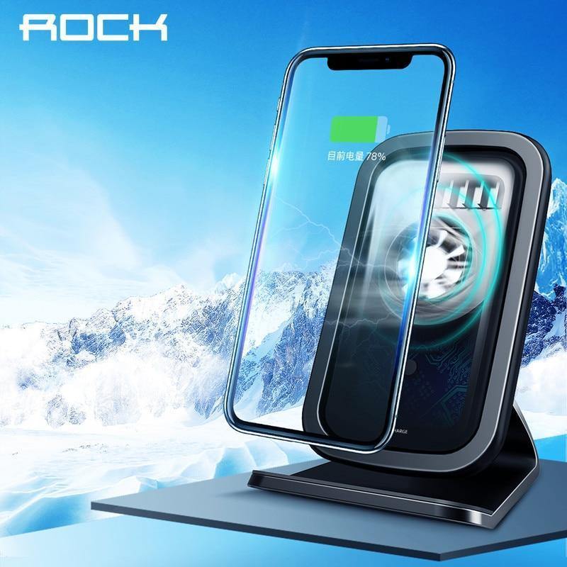 Planet Gates China / Black ROCK 7.5W/10W Qi Wireless Charger with Cooling Fan for iPhone XS MAX XR X Samsung Galaxy S9 8 Note 9 Fast Phone Charger Holder