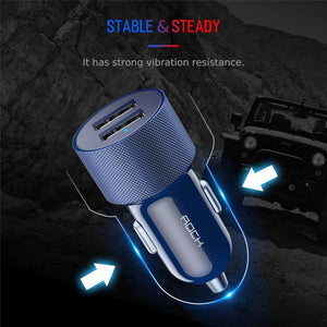 Planet Gates China / black ROCK Car Phone Charger Dual USB Output 5V2.4A Fast Charging Mobile Phone Travel Adapter Cigar Lighter Car Phone USB Charger