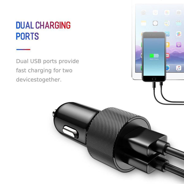 Planet Gates China / black ROCK Car Phone Charger Dual USB Output 5V2.4A Fast Charging Mobile Phone Travel Adapter Cigar Lighter Car Phone USB Charger