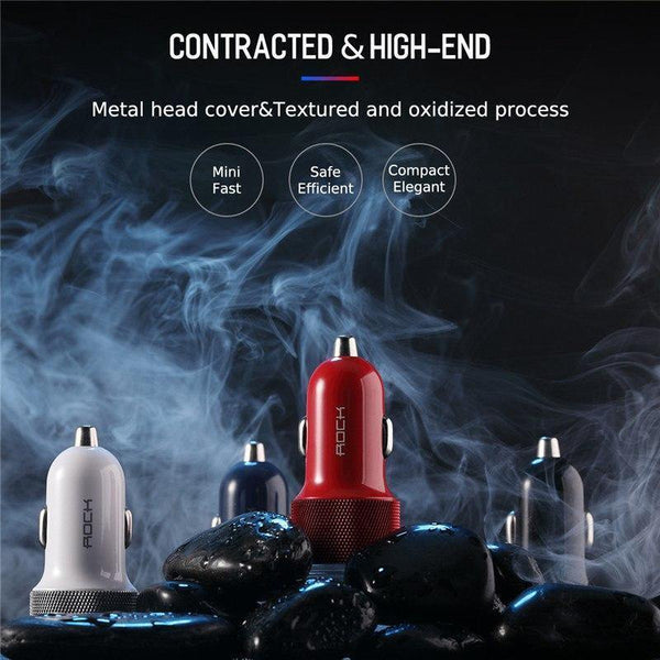 Planet Gates China / black ROCK Car Phone Charger Dual USB Output 5V2.4A Fast Charging Mobile Phone Travel Adapter Cigar Lighter Car Phone USB Charger