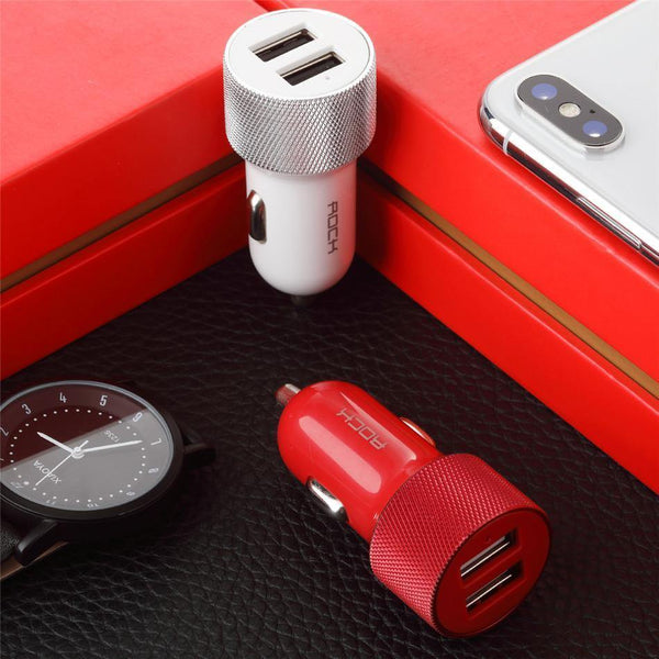 Planet Gates China / black ROCK Car Phone Charger Dual USB Output 5V2.4A Fast Charging Mobile Phone Travel Adapter Cigar Lighter Car Phone USB Charger
