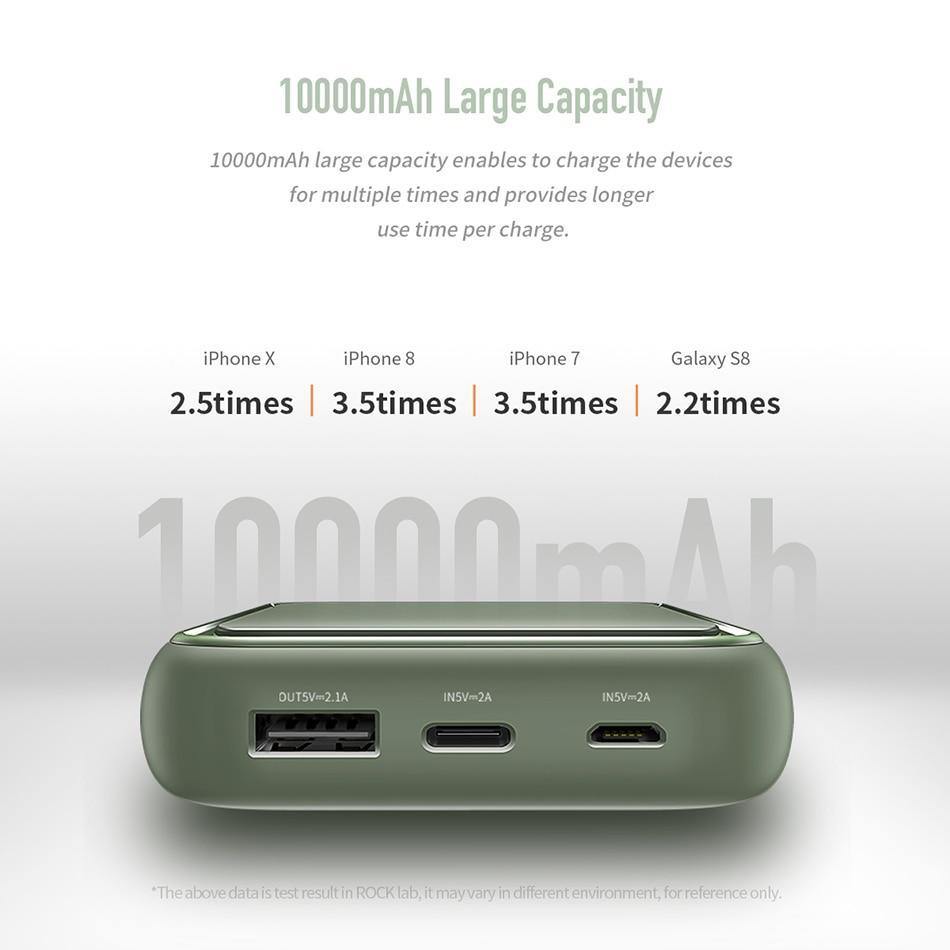 Planet Gates China / Black ROCK Led Mini Power Bank 10000mAh Portable External Battery Thin Poverbank For iPhone X 8 7 6 Samsung S8 S9 Xiaomi mi power bank