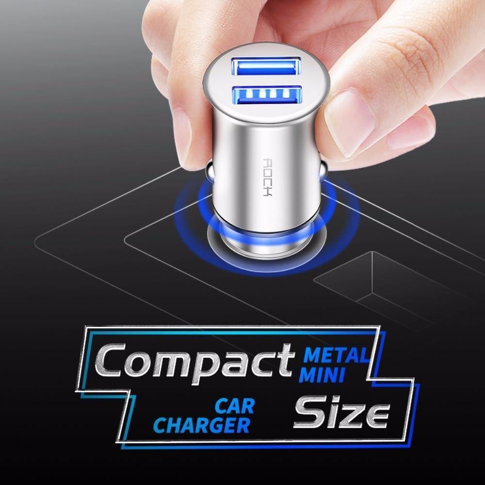 Planet Gates ROCK Mini Dual Usb Car charger for phone 5V4.8A 2 Port USB Fast Car Charger for iPhone X 8 7 6 Samsung Huawei Xiaomi,etc