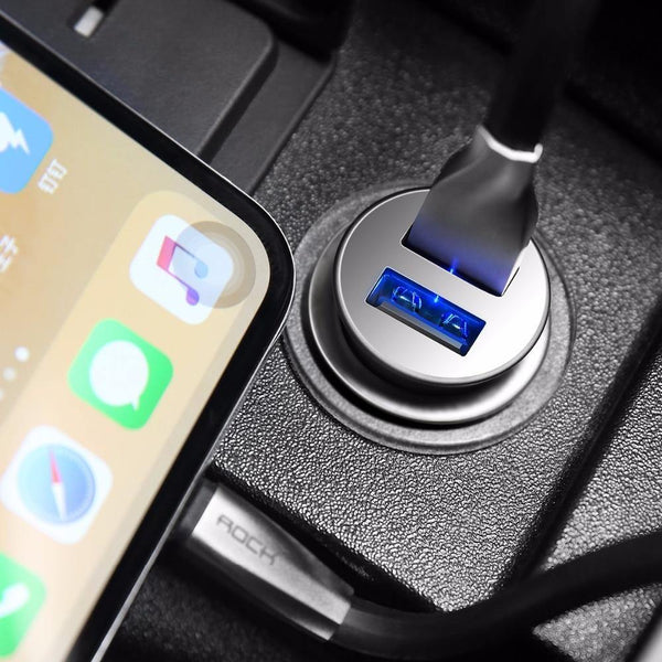 Planet Gates China / Black ROCK Mini Dual Usb Car charger for phone 5V4.8A 2 Port USB Fast Car Charger for iPhone X 8 7 6 Samsung Huawei Xiaomi,etc