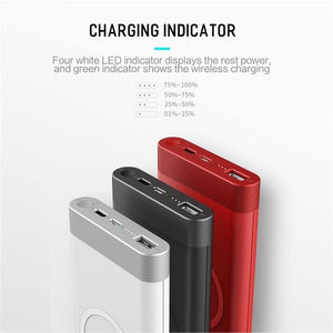 Planet Gates China / Black ROCK Power Bank 10000mah QI Wireless Charger Portable External Battery Built-in Powerbank For iPhone X 8 Samsung S8 S9 Plus