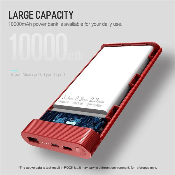 Planet Gates China / Black ROCK Power Bank 10000mah QI Wireless Charger Portable External Battery Built-in Powerbank For iPhone X 8 Samsung S8 S9 Plus