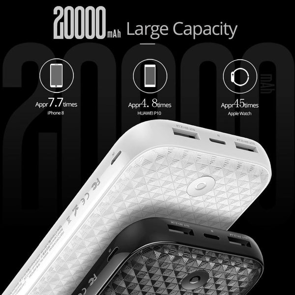 Planet Gates China / Black ROCK Power Bank 20000mah Fast Charger Portable External Battery Pack Batteries Powerbank for Samsung Xiaomi Smart Phone