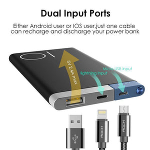 Planet Gates China / Black ROCK Power Bank 5000Mah Portable Charger Dual Input Ports Powerbank External Battery for iPhone Samsung Xiaomi Metal Alloy
