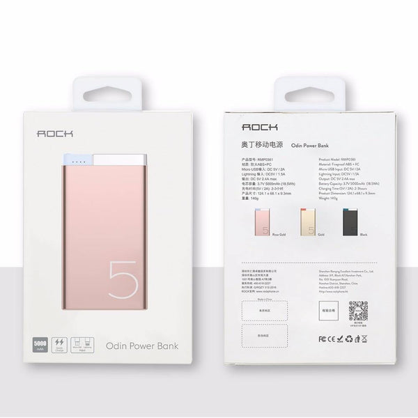 Planet Gates China / Black ROCK Power Bank 5000Mah Portable Charger Dual Input Ports Powerbank External Battery for iPhone Samsung Xiaomi Metal Alloy