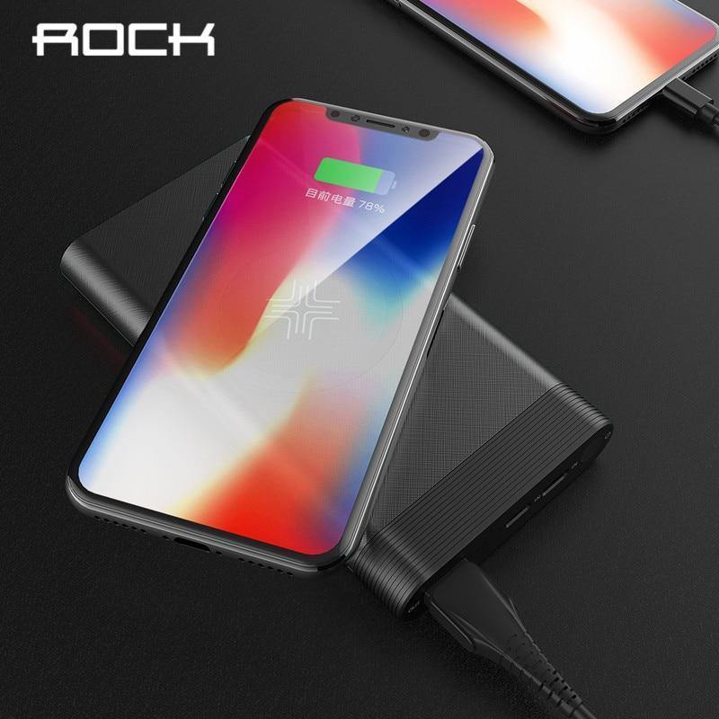 Planet Gates China / Black ROCK QI Wireless Charger Power Bank 10000mah Portable External Battery Charger Powerbank For iphone Samsung Xiaomi