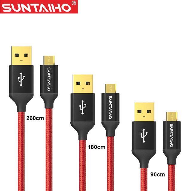 Planet Gates China / Black Suntaiho [3 PACK] 5V2.5A Micro USB Cable For Samsung xiaomi Braided Fast USB Charge & data Cable Mobile Phone USB Charger Cable