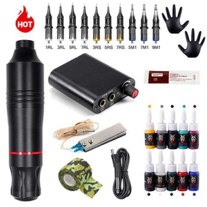 Planet Gates China / Black Tattoo Kit Professional Tattoo Machine Kit Tattoo Power Supply Rotary Tattoo Pen Machine With Cartridges Needle For Tattoo Beginners Artist