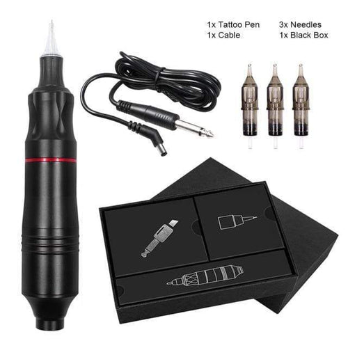 Planet Gates China / Black tattoo machine Tattoo Machine Kit Complete Rotary Pen Eyebrow Cartridge Tattoo Machine Set Professional Tattoo Kits for Tattoo Body Art