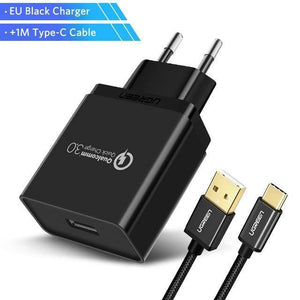 Planet Gates China / Black Type C Ugreen USB Charger 18W Quick Charge 3.0 Mobile Phone Charger for iPhone Fast QC 3.0 Charger for Huawei Samsung Galaxy S9+ S8+