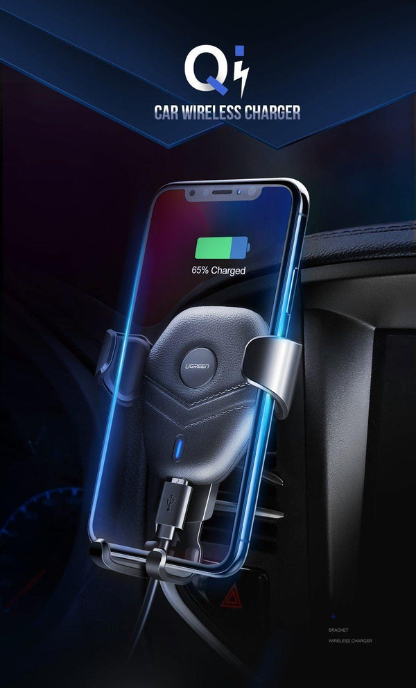Planet Gates China / Black Ugreen Qi Car Wireless Charger for iPhone Xs XR X 8 10W Fast Wireless Charging for Samsung Galaxy S9 S8 Car Phone Holder Charger