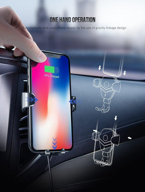 Planet Gates China / Black Ugreen Qi Car Wireless Charger for iPhone Xs XR X 8 10W Fast Wireless Charging for Samsung Galaxy S9 S8 Car Phone Holder Charger