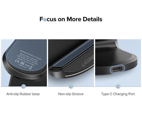 Planet Gates China / Black Ugreen Qi Wireless Charger for iPhone X XS XR 8 Samsung S9 S8 10W Fast Wireless Charging Dock Station for Xiaomi Phone Charger