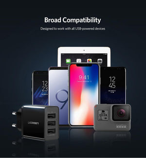 Planet Gates China / Black Ugreen USB Charger for iPhone Xs X 8 7 Fast Phone Charger for Samsung Xiaomi Huawei Wall Charger EU Adapter Mobile Phone Charger