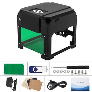 Planet Gates China / Black / US Plug 3000mw CNC Laser Engraver DIY Logo Mark Printer Cutter Laser Engraving Machine Woodworking 80x80mm Engraving Range 3W Mini Laser