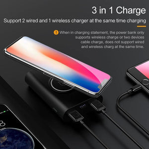 Planet Gates China / Black USAMS 5V 2A 2 USB Ports 8000mah QI Wireless Charger 5W Pad Power Bank Built-in Wireless Charging Universal Power Bank