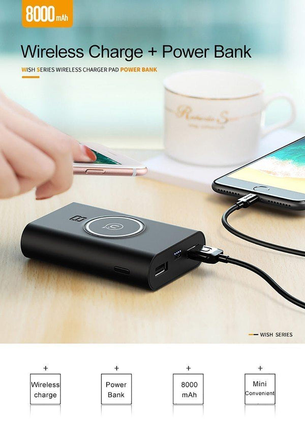 Planet Gates China / Black USAMS Wireless Charge Power Bank Dual USB Output Portable External Battery Charging For iphone X 8 samsung S9 huawei xiaomi