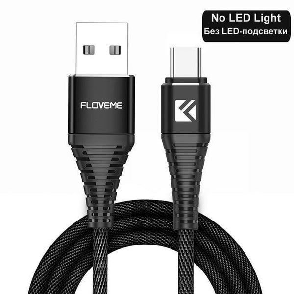 Planet Gates China / Black With No LED / 1M FLOVEME LED USB Type C Cable For One Plus 6 5t Xiaomi Mi6 Mobile Phone Type-C Charger Cable For Samsung Galaxy Note 9 8 S9 USB C