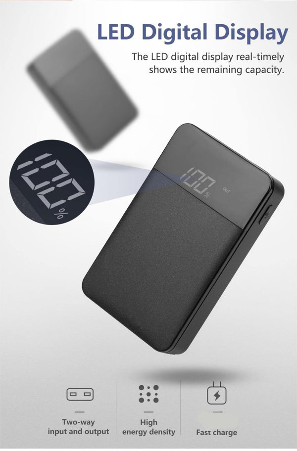 Planet Gates China / Black1 ROCK Mini 10000mAh Power Bank with Digital Display Dual USB External Battery PoverBank Powerbank for iphone XS Max Xiaomi