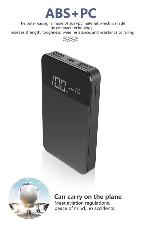 Planet Gates China / Black1 ROCK Mini 10000mAh Power Bank with Digital Display Dual USB External Battery PoverBank Powerbank for iphone XS Max Xiaomi