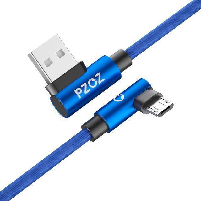 Planet Gates PZOZ 2M Micro USB Cable 90 Degree L Type cord Microusb Android Fast Charging data Adapter For Samsung Xiaomi Phone Charger Cable