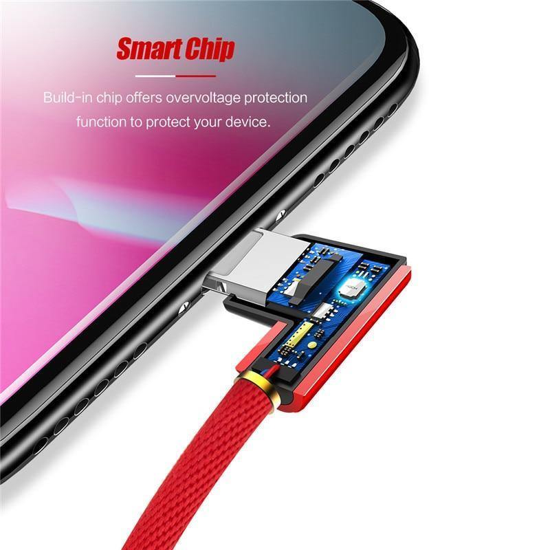 Planet Gates China / Blue / 200cm ROCK L-Shape USB Mobile Phone Cable For iPhone X 8 7 6 6s Plus se 5 iPad Air Mini Fast Charging Charger Data Mobile Phone Cord