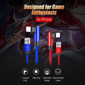 Planet Gates China / Blue / 200cm ROCK L-Shape USB Mobile Phone Cable For iPhone X 8 7 6 6s Plus se 5 iPad Air Mini Fast Charging Charger Data Mobile Phone Cord